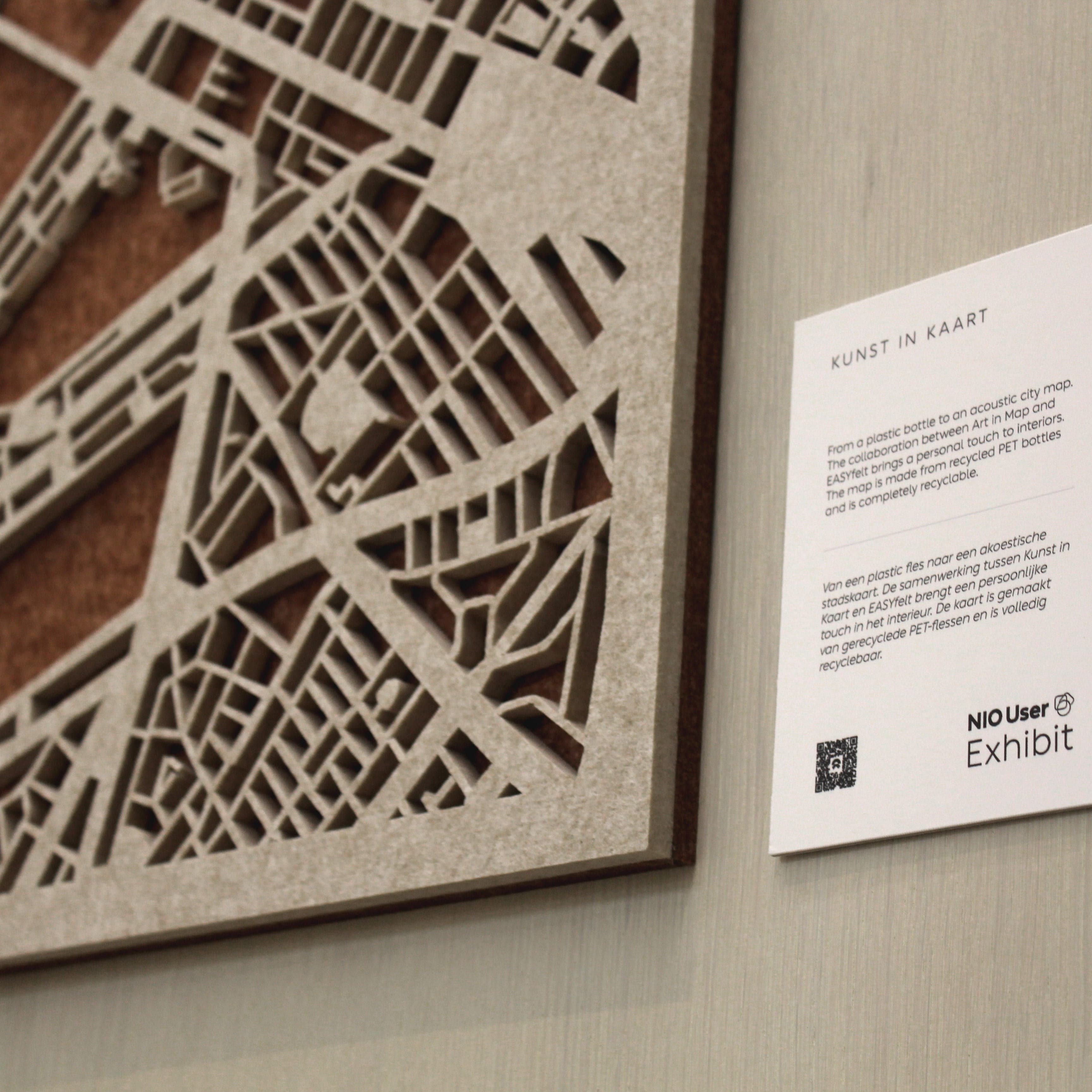 EASYfelt City Map | Dik PET-vilt wandpaneel zelfklevend | Nio Rotterdam Detail