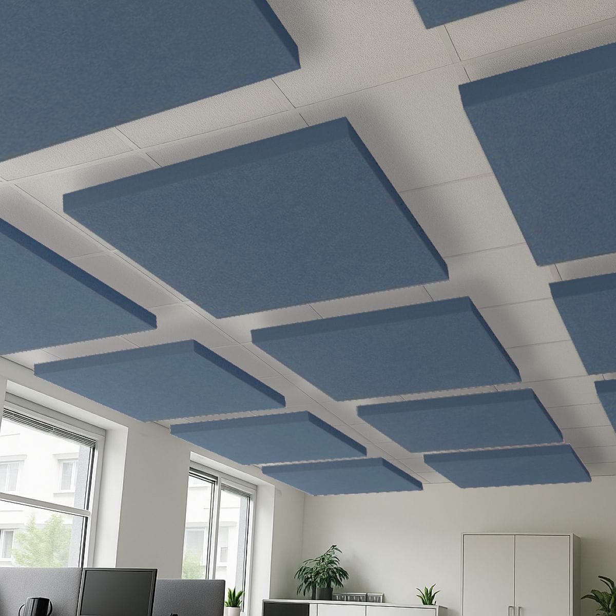 Akoestisch PET-vilt plafondeilanden Absorb+ kantoorruimte